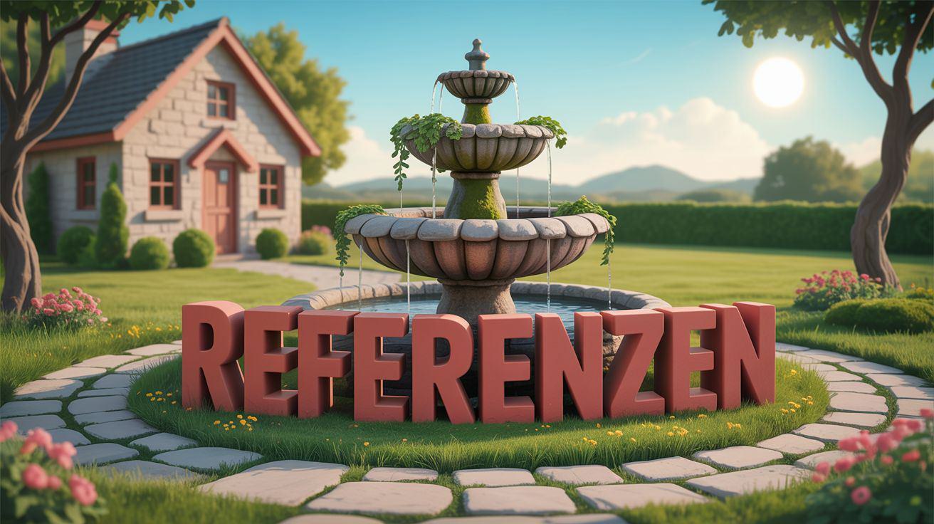 Ein schöner Garten mit Springbrunnen